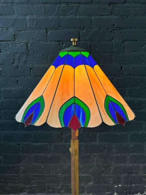 Antique Art Deco Style Floor Lamp With Tiffany Style Shade For Sale At 1stdibs