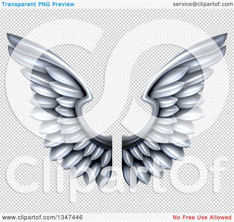 Clipart Of A Pair Of D Metal Silver Wings Royalty Free Vector