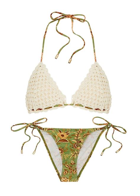 Zimmermann Junie Floral Print And Crochet Bikini Endource