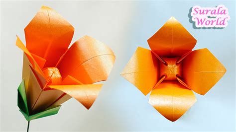 Origami Lily Flower Paper Lily Flower And Calyx Youtube