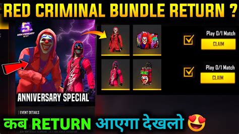 Red Criminal Bundle Return Event Free Fire New Event Th