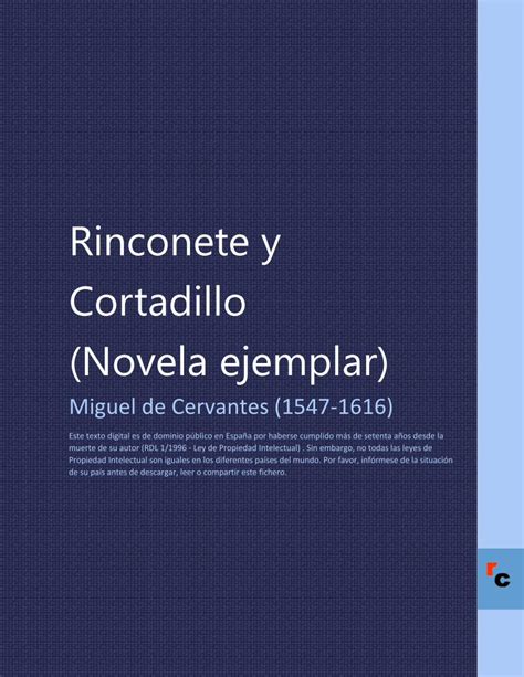 Pdf Rinconete Y Cortadillo Novela Ejemplar Biograf A De