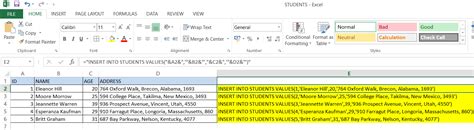 Generating Sql Scripts From Excel