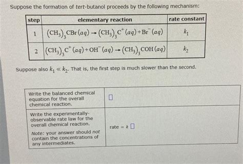 Suppose The Formation Of Tert Butanol Proceeds By The Chegg