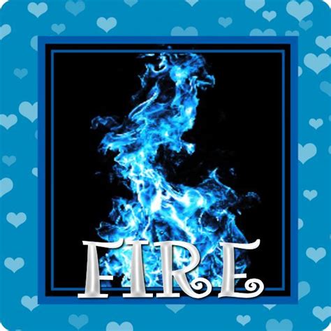 A Blue Fire Frame With Hearts Around It And The Word Fire Written In