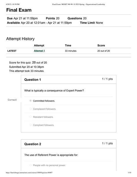 SOLUTION Mgmt 560 Organizational Leadership Harrisburg University