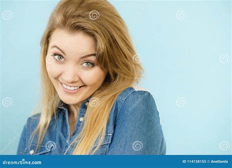 Portrait Of Happy Blonde Woman Smiling With Joy Stock Image Image Of