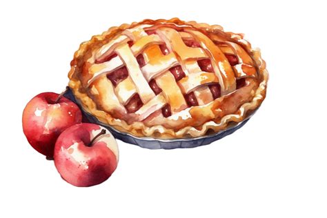 Apple Pie Watercolor Clipart AI Generated 23477146 PNG