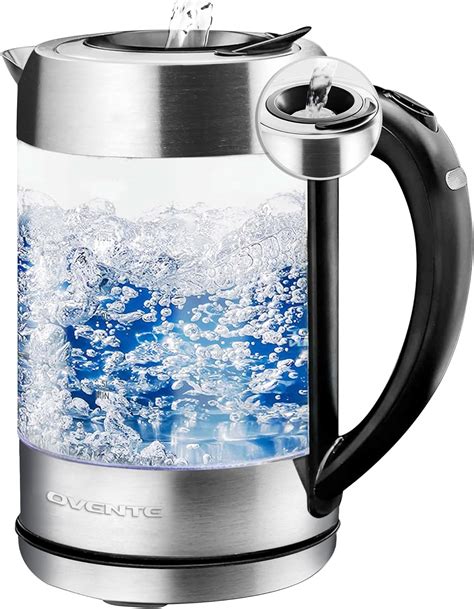 Ovente Glass Electric Kettle Hot Water Boiler 17 Liter Prontofill Tech W Stainless