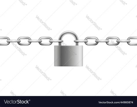 Chrome plated metal chain and padlock Royalty Free Vector