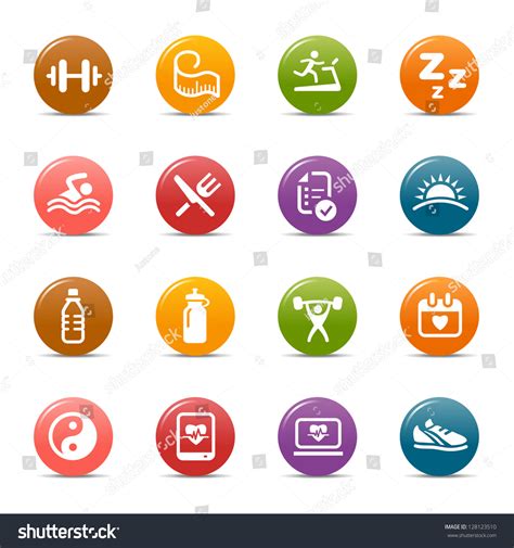 Colored Dots Health Fitness Icons Stock Vector Royalty Free