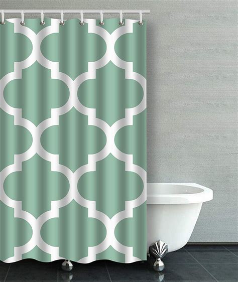 Bpbop Moroccan Quatrefoil In Grayed Jade Green Bathroom Shower Curtain