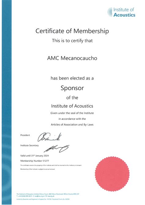 AMC MECANOCAUCHO Proud Sponsors Of The Institute Of Acoustics AMC