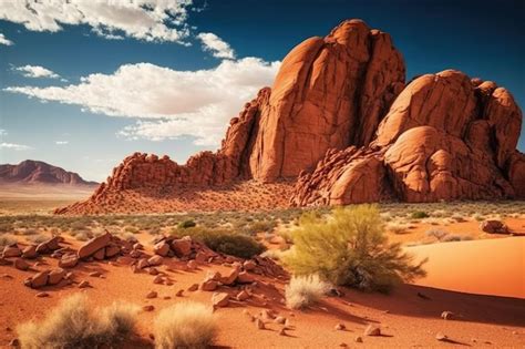 Premium Ai Image Rocky Hill With Red Rock Formations In Western