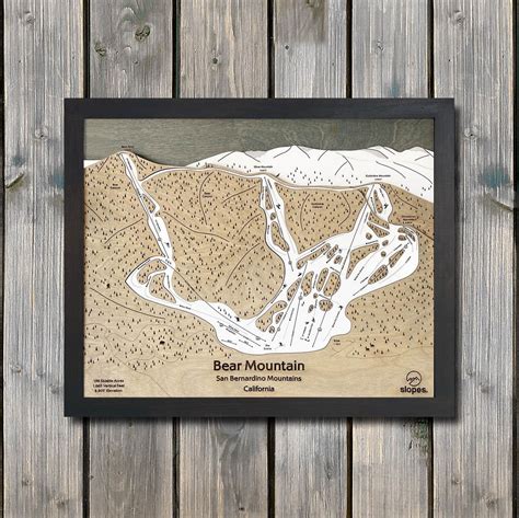 3D Bear Mountain, CA Ski Trail Map Skiing Art, Ski Slope Map Art ...