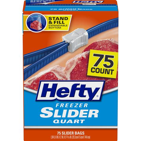 Hefty Slider Freezer Storage Bags Quart Size 75 Count