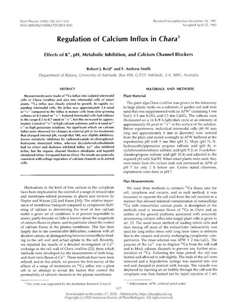 (PDF) Regulation of Calcium Chara' · cells of Chara corallina and also into internodal cells of ...