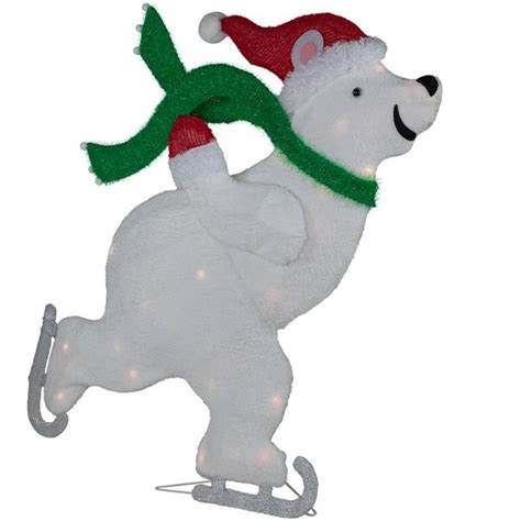 Northlight 36 25 In Skating Polar Bear Christmas Decoration With Lights