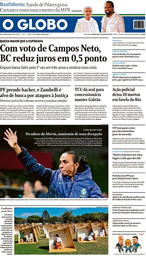 Capa O Globo Segunda 12 De Novembro De 2018