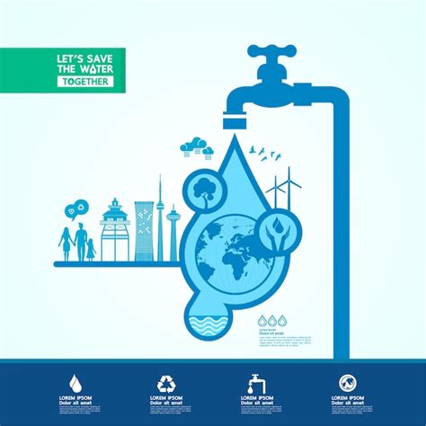 Ahorre El Agua Para La Ilustraci N Del Mundo De La Ecolog A Verde