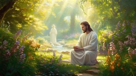 Premium Photo Jesus In Prayer A Peaceful And Serene Scene