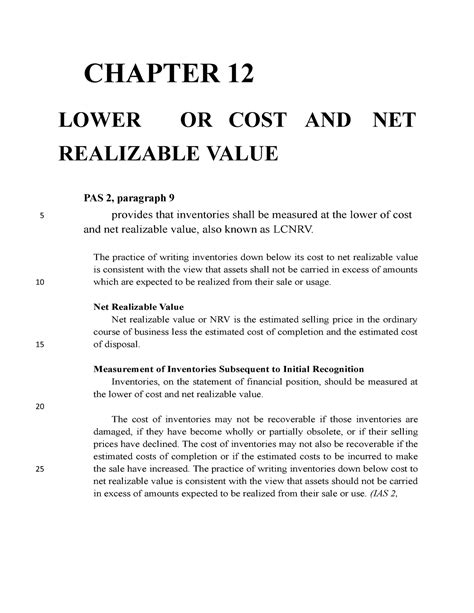 Chapter 12 Lower Of Cost And Net Realizable Value CHAPTER 12 LOWER OR