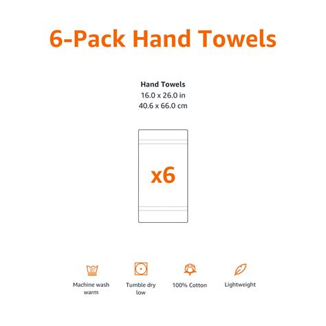 Amazon Basics Dual Performance Hand Towel 6 Pack Warm Stone