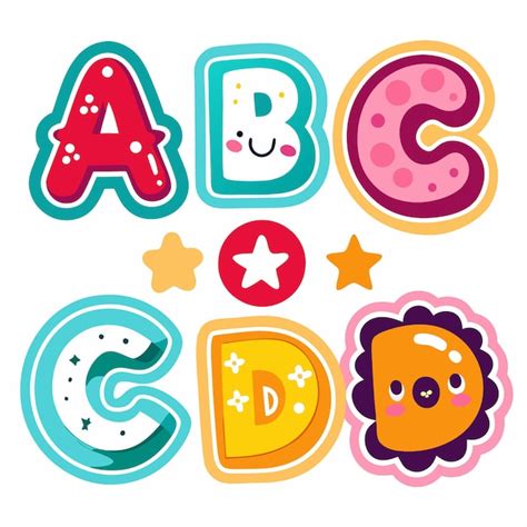 Letras Coloridas Do Alfabeto De Desenho Animado A B C E D Rostos