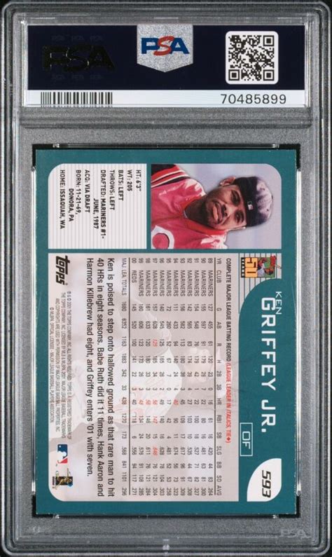 2001 Topps Ken Griffey Jr 593 Cincinnati Reds HOF PSA 8 NM MT EBay