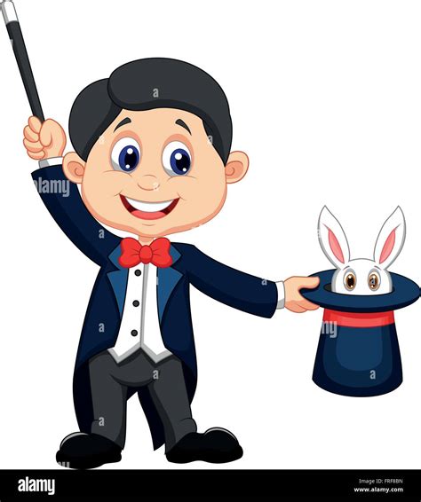 Magician Pulling Out A Rabbit From His Top Hat Stock Vector Image Art