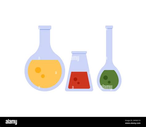 Chemical Flasks Set Lab Beaker And Glass Test Tubes With Toxic