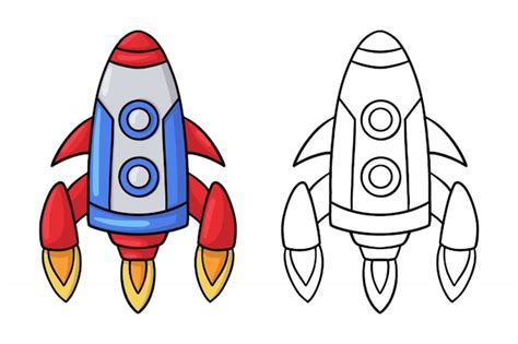 Doodle Cohete Espacial De Dibujos Animados Vector Premium