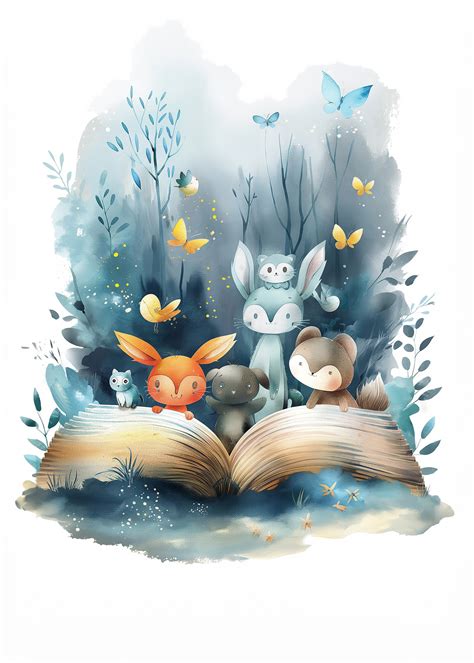 Animal Storybook, Digital Download, Digital Art, Downloadable Art, Wall ...