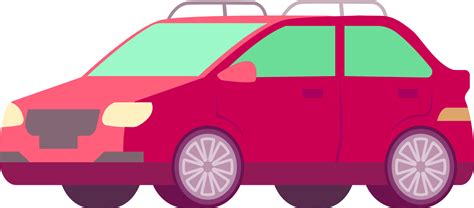 Colorful Car Illustration Flat Style Automobile Profile Projection Side View Png With