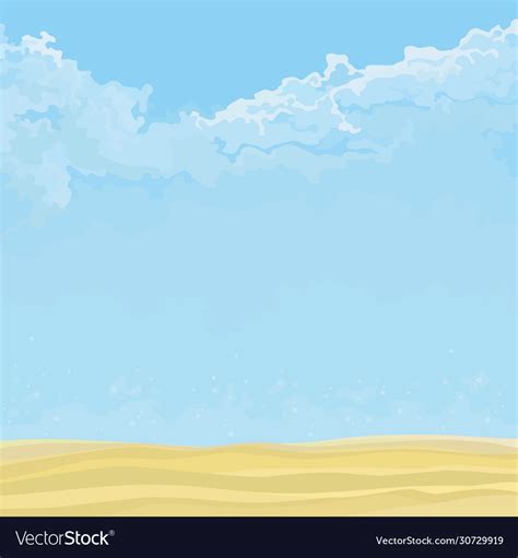 Blue sky cartoon background with clouds and sandy Vector Image