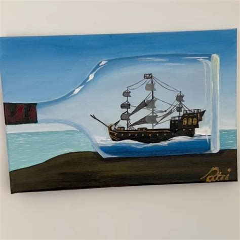 Pirate Ship Painting Acrylic Painting On Stretched Depop