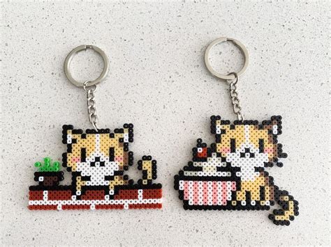 Kawaii Orange Cat Pixel Perler Beads Art Can Be Fridge Magnet