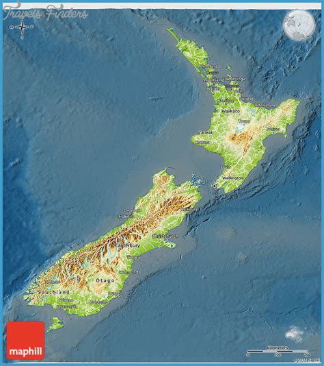 New Zealand Topographic Map - TravelsFinders.Com