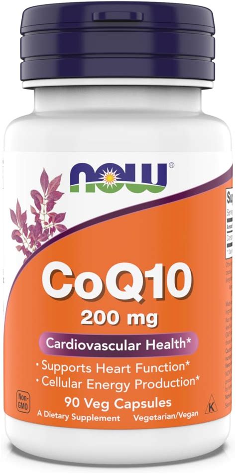 Now Supplements Coq10 Coenzyme Q10 200 Mg Supports Cardiovascular Health