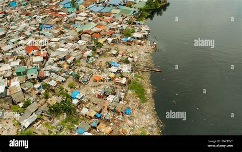 Aerial view Manila city with slums and poor district Manila ...