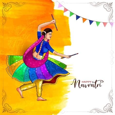 Free Vector Happy Navratri Dandiya Garba Night Traditional Festival