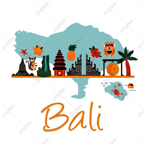 Illustration De Dessin Anim Avec Des Monuments C L Bres De Bali Png