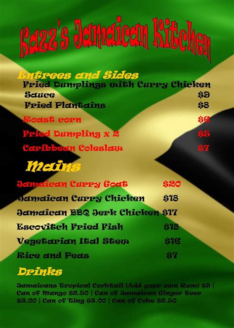 Jamaican Menu Templates