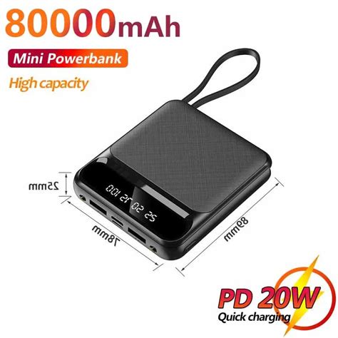 Mini banco de energía portátil de alta capacidad 80000mAh PD 20W