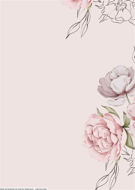 Cream Pink Roses Watercolor Canva Wedding Invitation Templates Artofit