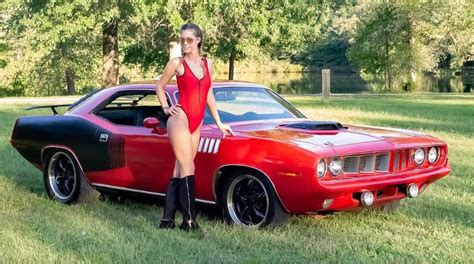 Plymouth Cuda Wow Sexy Cars Mopar Girl Woman In Car