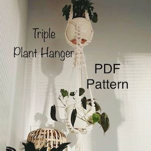 Triple Macrame Plant Hanger Pattern BEGINNER Macrame Fantasy Etsy