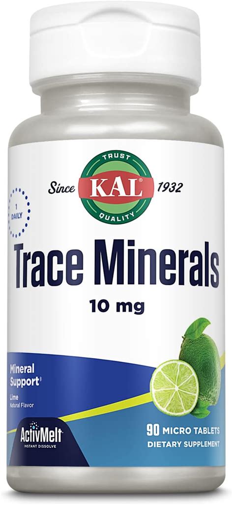 Kal Trace Minerals 10 Mg Mineral Supplements Natural Lime Flavor Trace Minerals