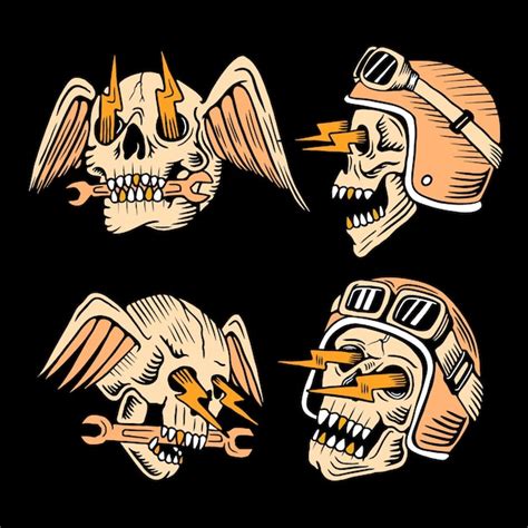 Premium Vector | Skull motorcycle logo