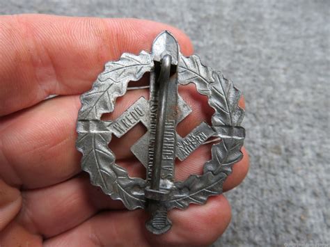 Wwii German Sa Silver Sports Badge Original Nice Detail Finish Ww